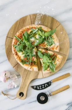 Pino pizzaset kniv och pizzaskärare, Akacia-rostfritt stål