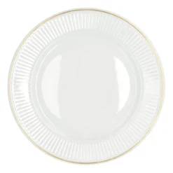 Plissé djup tallrik med guldkant Ø22 cm, Vit