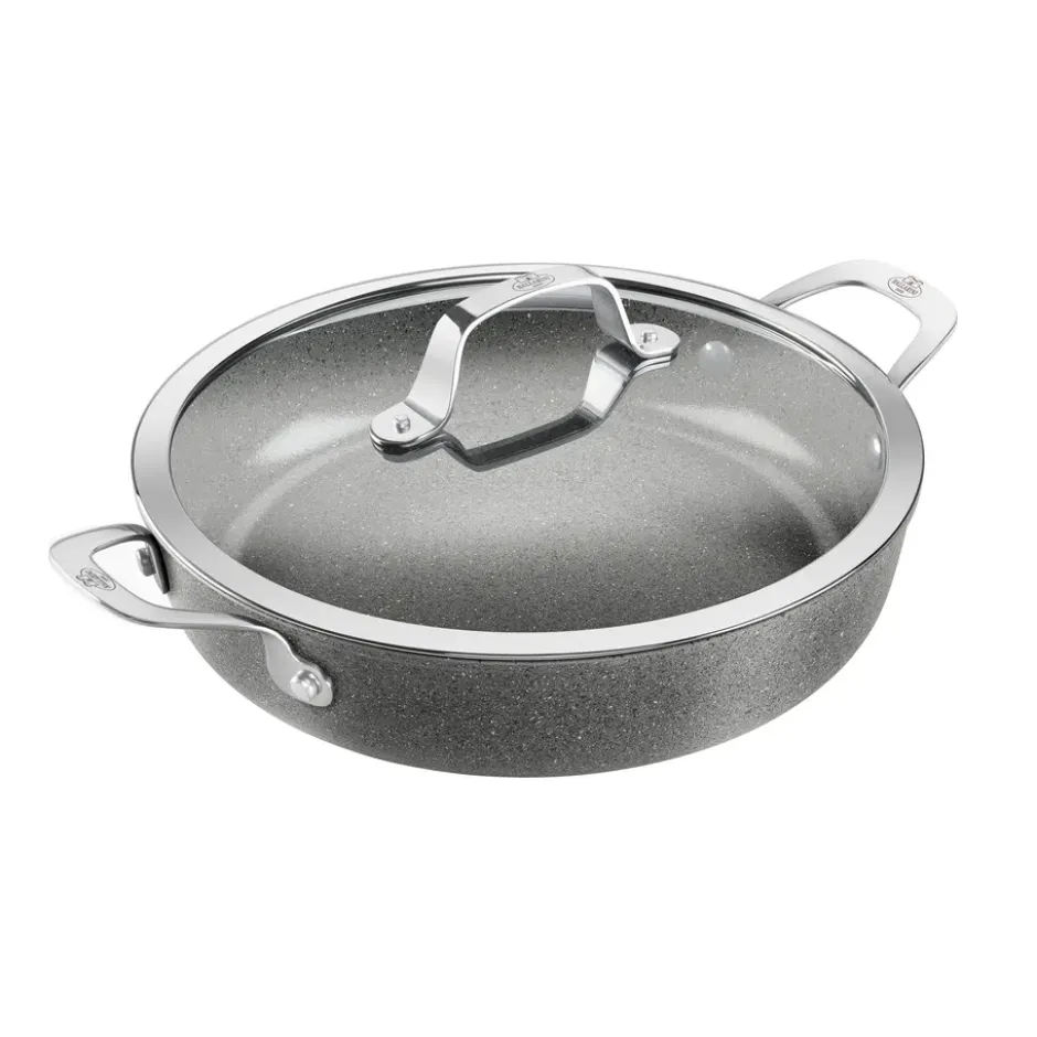 Salina Ceramic Granit serveringspanna med glaslock, 28 cm
