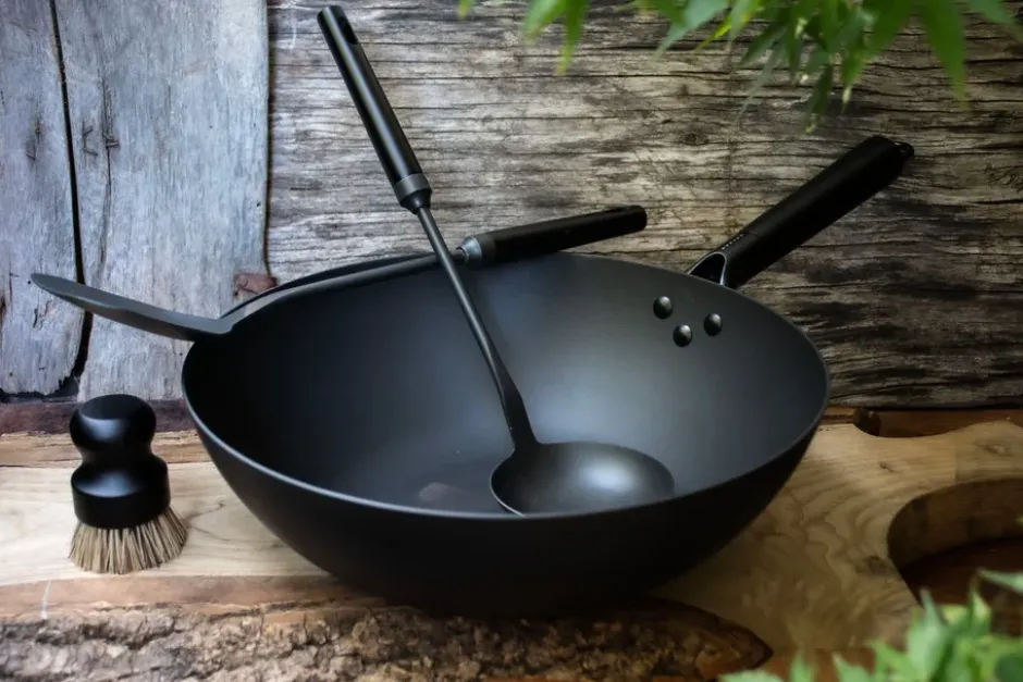 Satake wok set kolstål, 4 delar