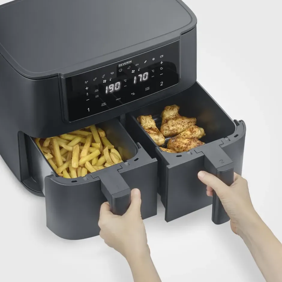 Severin Air-Fryer Dual 2x FR 2463 4 liter, Black