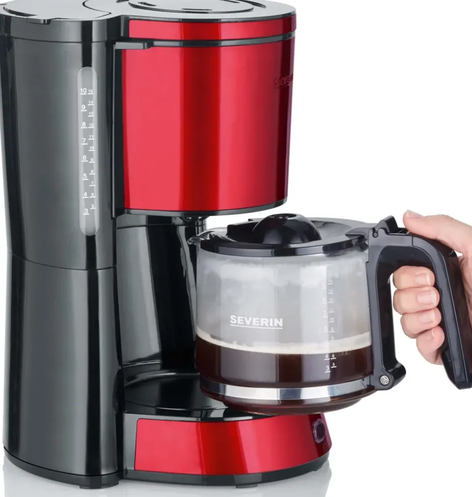 Severin KA 4817 Type kaffebryggare 10 koppar, Röd-metall