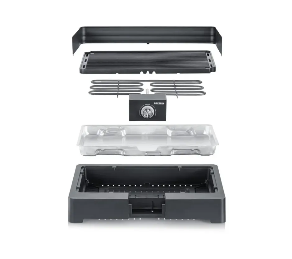 Severin PG 8567 elgrill med grillplatta, Svart