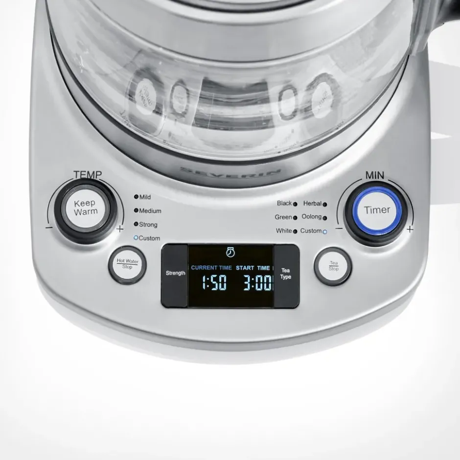 Severin WK 3422 Deluxe tekokare med hissfunktion 1,7 L, Rostfritt stål