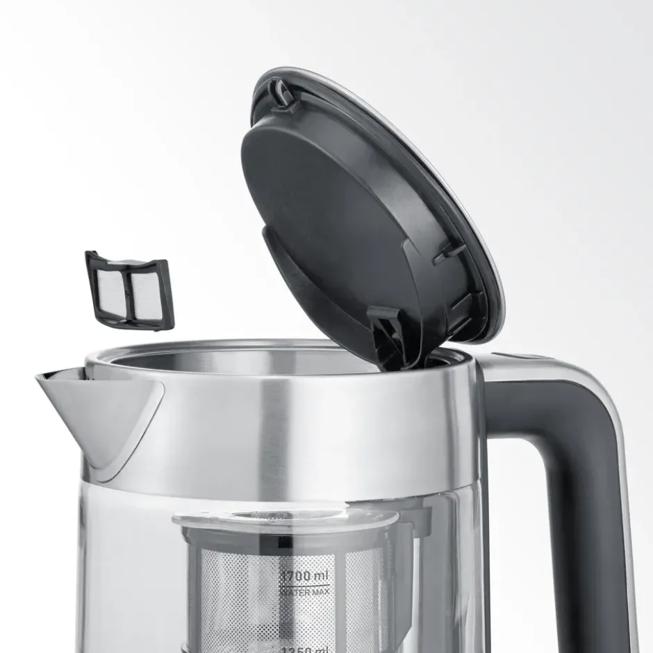 Severin WK 3422 Deluxe tekokare med hissfunktion 1,7 L, Rostfritt stål