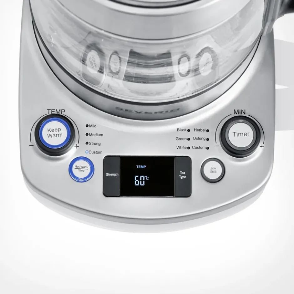 Severin WK 3422 Deluxe tekokare med hissfunktion 1,7 L, Rostfritt stål