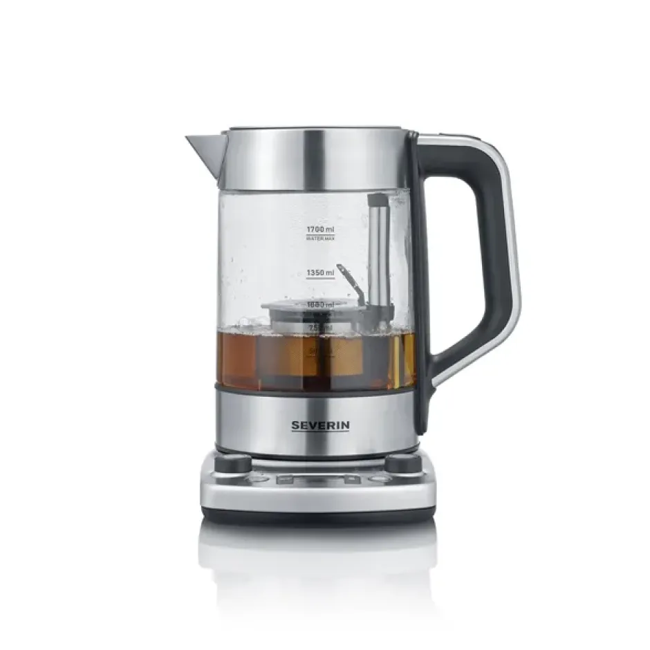 Severin WK 3422 Deluxe tekokare med hissfunktion 1,7 L, Rostfritt stål