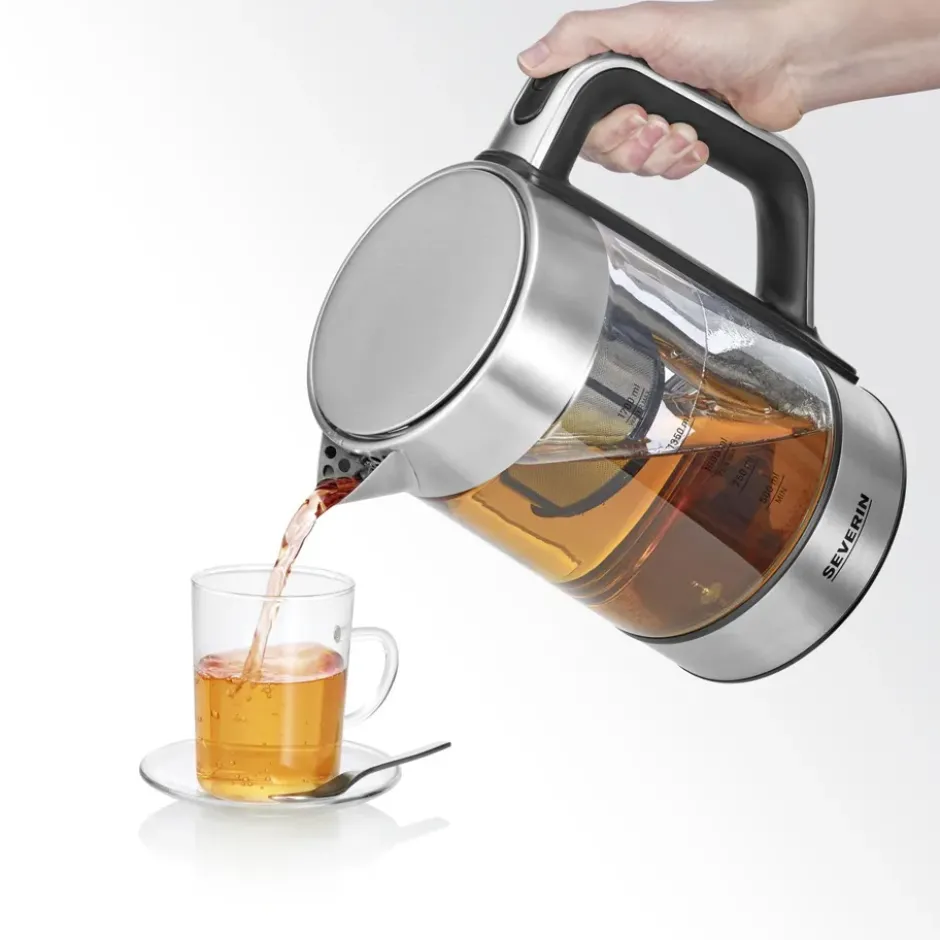 Severin WK 3422 Deluxe tekokare med hissfunktion 1,7 L, Rostfritt stål