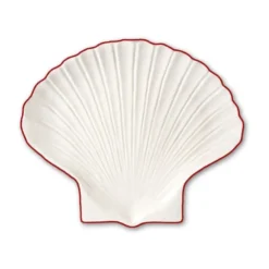 Shell Line assiett S 13x16 cm, Vit-röd