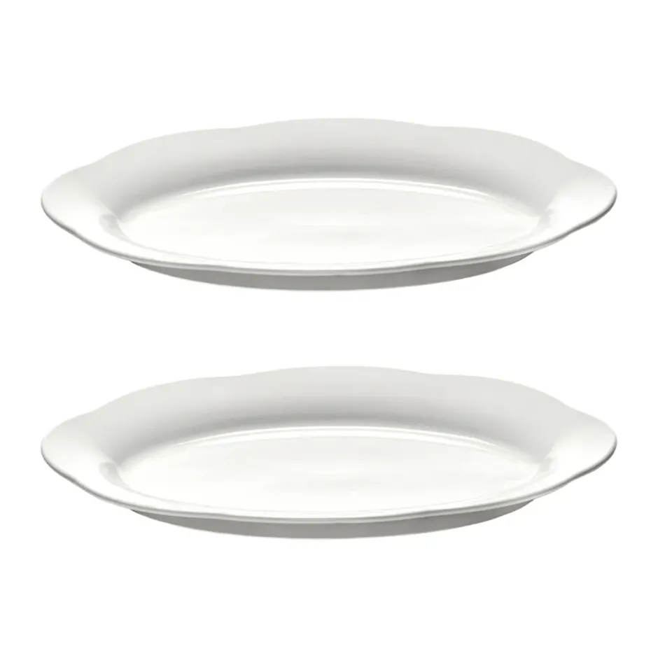 Silhouette oval djup tallrik L 21x30 cm 2-pack, White