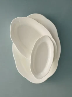 Silhouette oval djup tallrik M 15x24,5 cm 2-pack, White