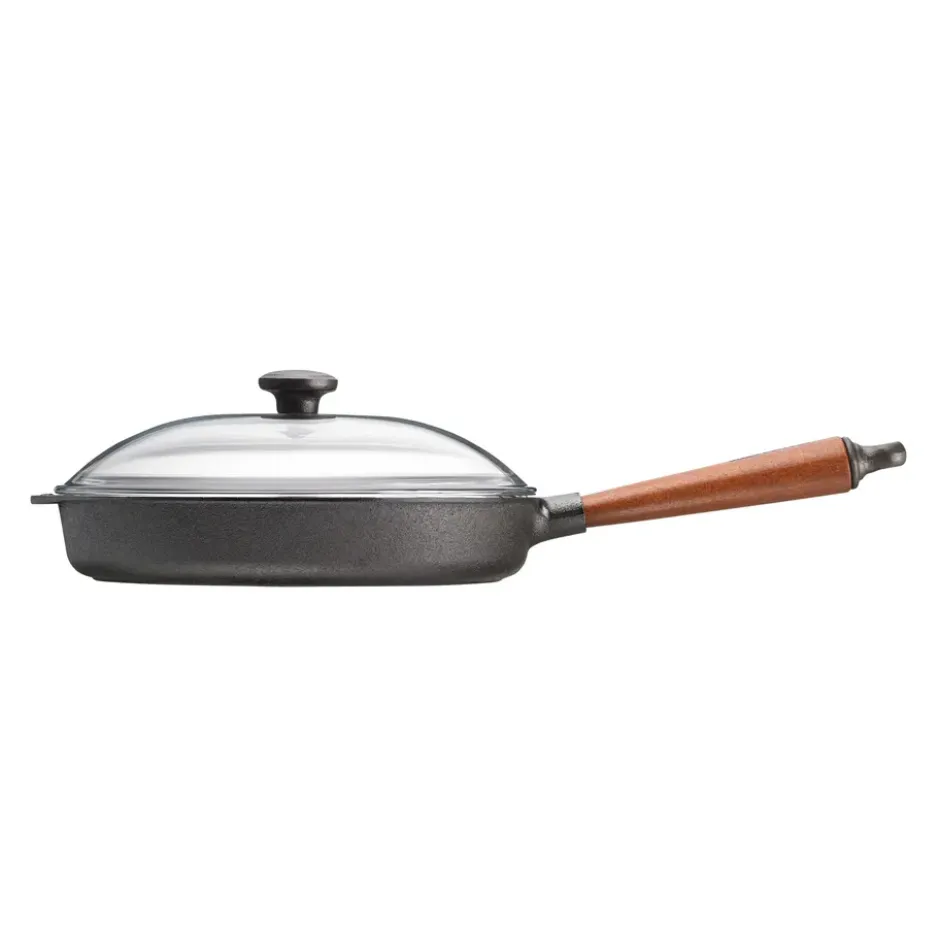 Skeppshult traktörpanna med trähandtag & glaslock, 28 cm