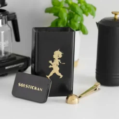 Solstickan kaffeburk 20,5 cm, Matt svart-guld