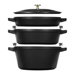 Staub Gryt & kastrullset stapelbara 5 delar, Svart
