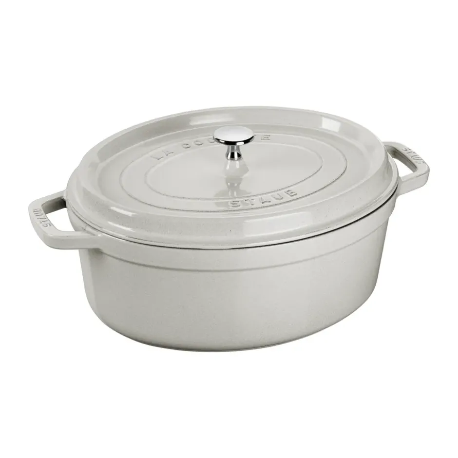 Staub La Cocotte oval gryta gjutjärn 6,7 L, White truffle