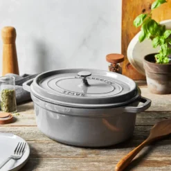 Staub La Cocotte oval gryta gjutjärn 6,7 L, Grafitgrå