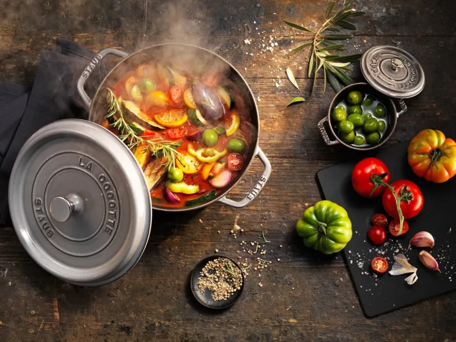 Staub La Cocotte rund gryta gjutjärn 12,6 L, Grafitgrå