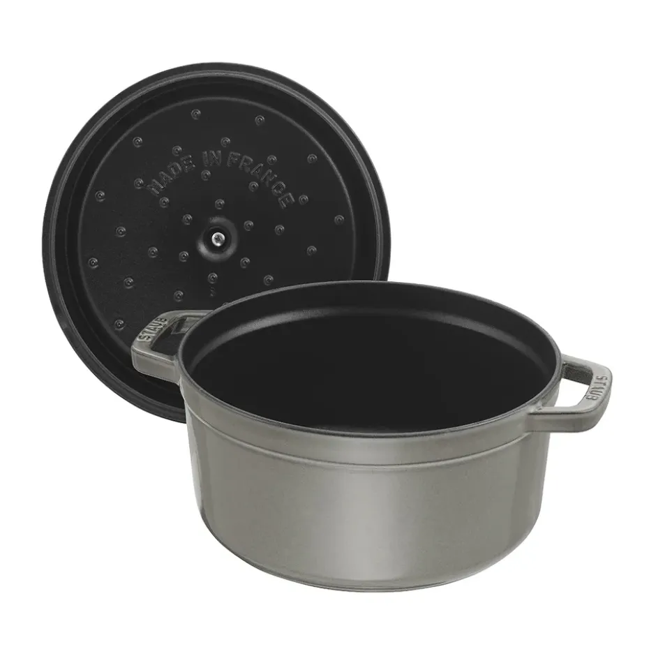 Staub La Cocotte rund gryta gjutjärn 2,6 L, Grafitgrå