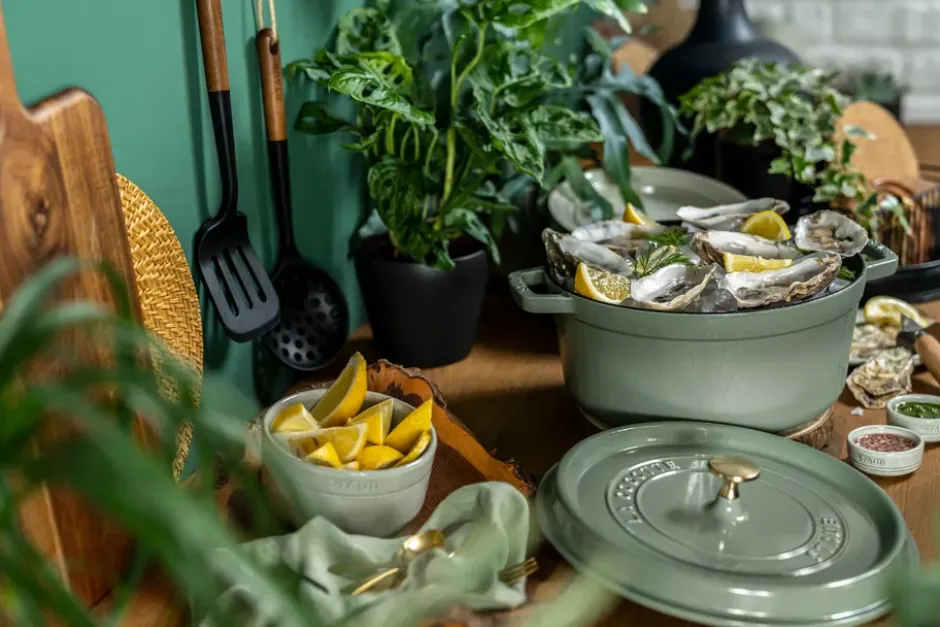 Staub La Cocotte rund gryta gjutjärn 0,25 L, Eukalyptus