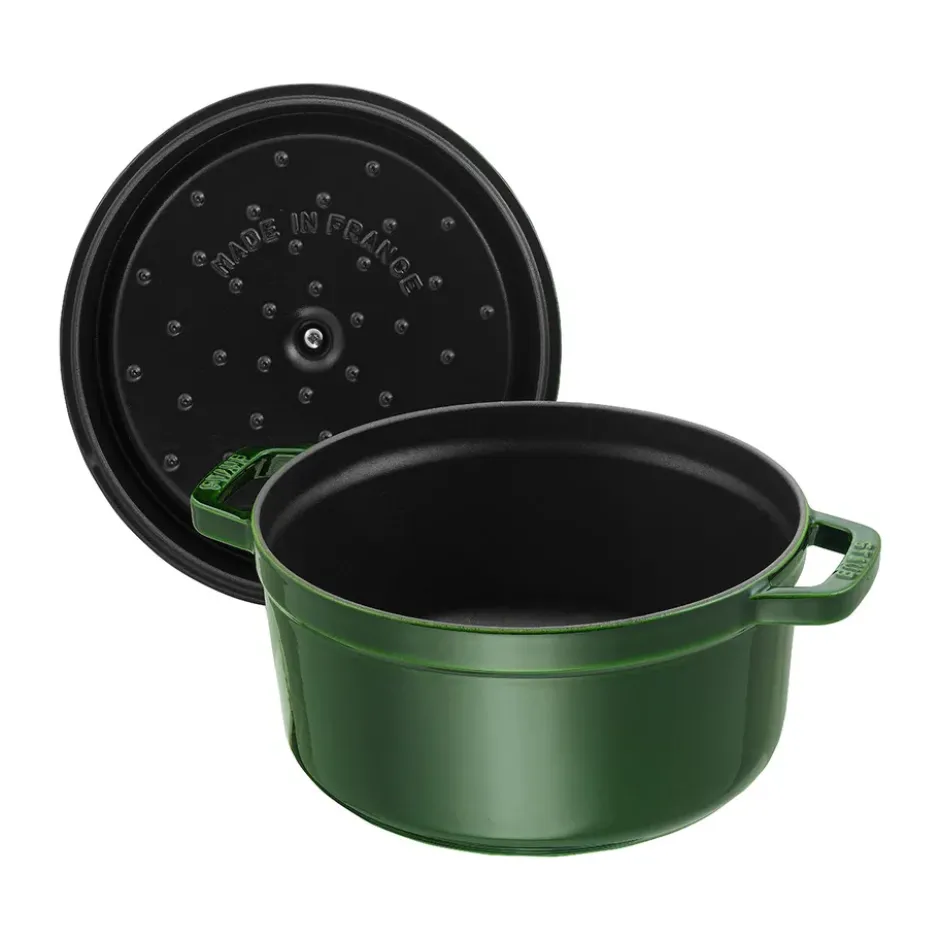 Staub La Cocotte rund gryta gjutjärn 6,7 L, Basilikagrön