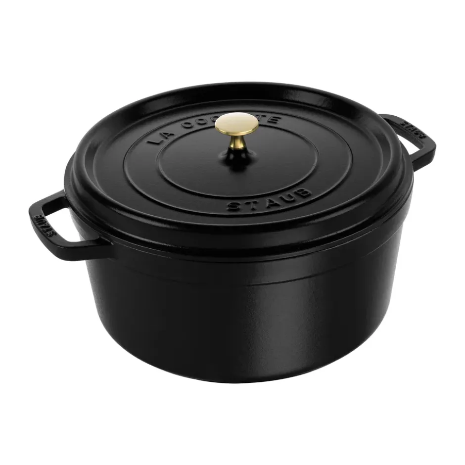 Staub La Cocotte rund gryta gjutjärn 12,6 L, Svart