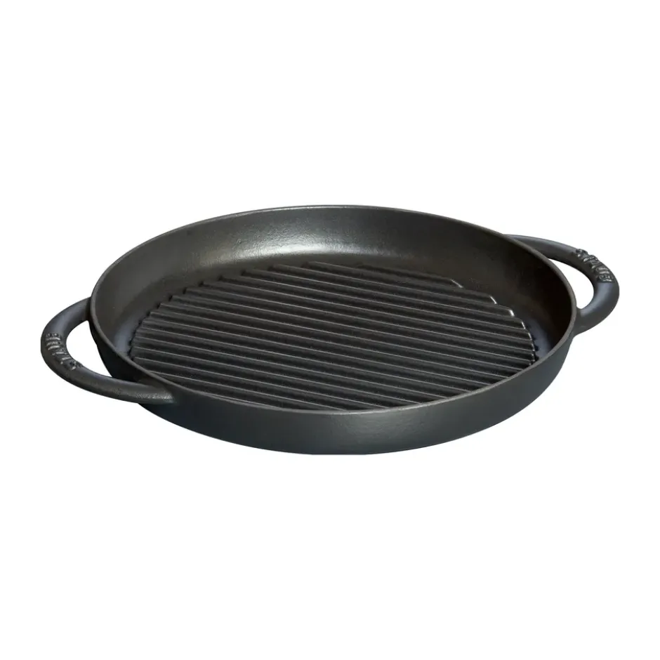 Staub Pure grillpanna gjutjärn rund svart, Ø26 cm