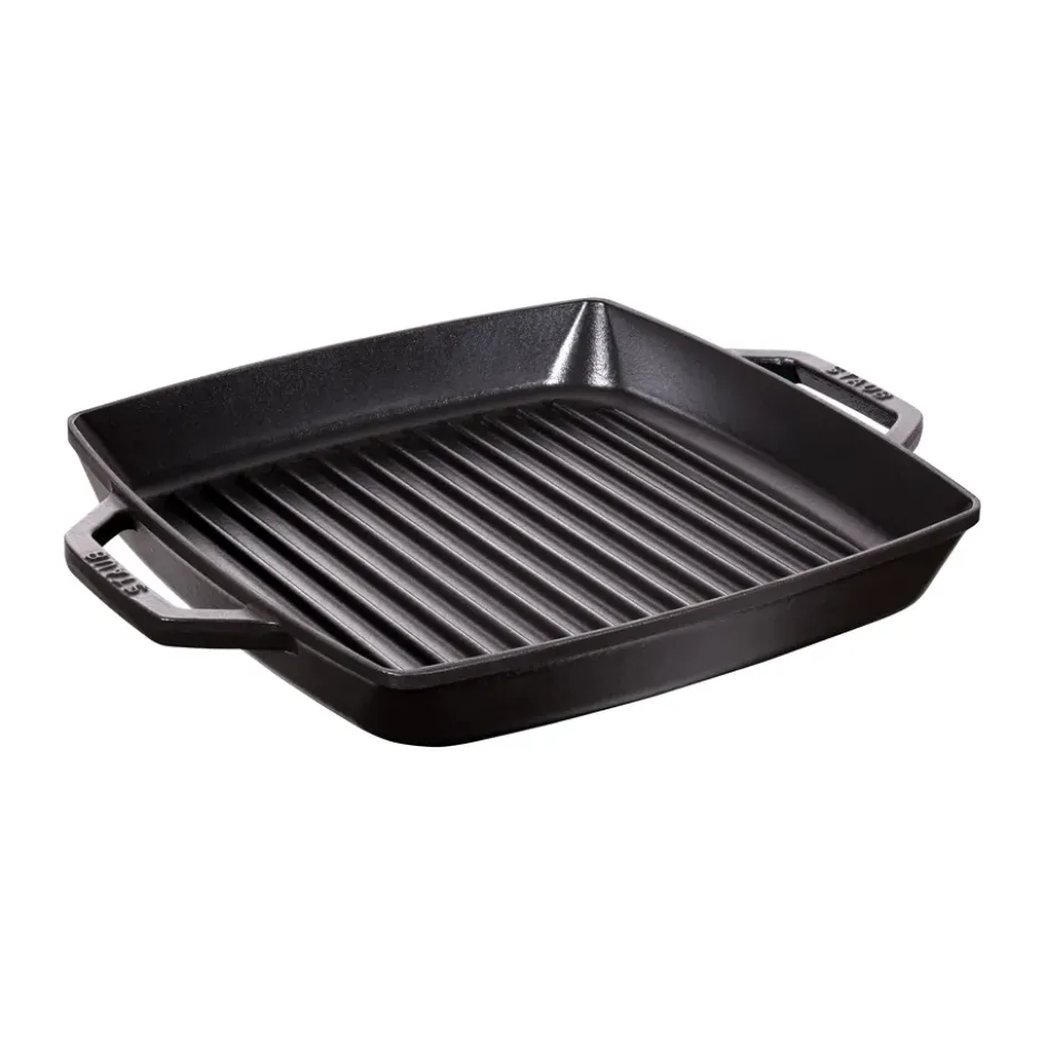 Staub Pure grillpanna gjutjärn kvadratisk svart, 28 cm