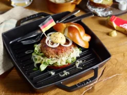 Staub Pure grillpanna gjutjärn kvadratisk svart, 23 cm