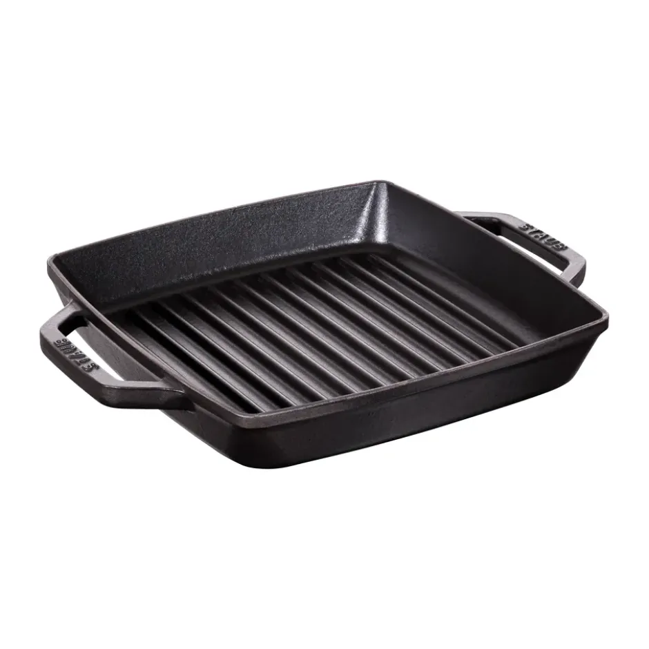 Staub Pure grillpanna gjutjärn kvadratisk svart, 23 cm