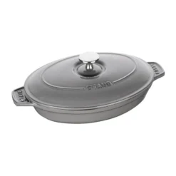 Staub ugnsform gjutjärn med lock oval 23 cm, Grafitgrå