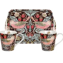 Strawberry Thief mugg och brickset, Brun