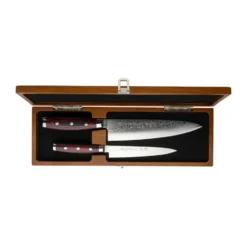 Super Gou knivset 2-delar schatull, Natur-röd-svart, 20 cm, 12,5 cm