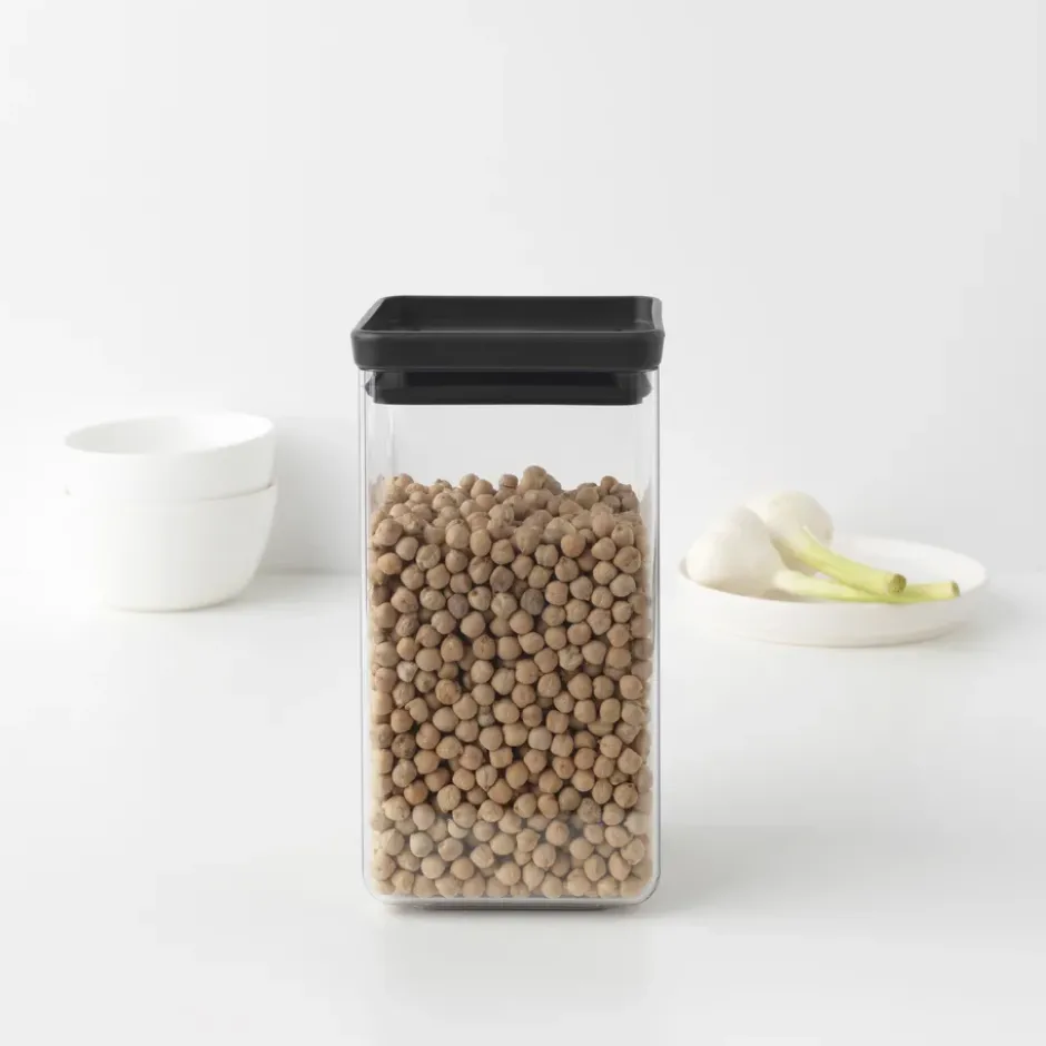 TASTY+ fyrkantig förvaringsburk 1,6 L, Mörkgrå