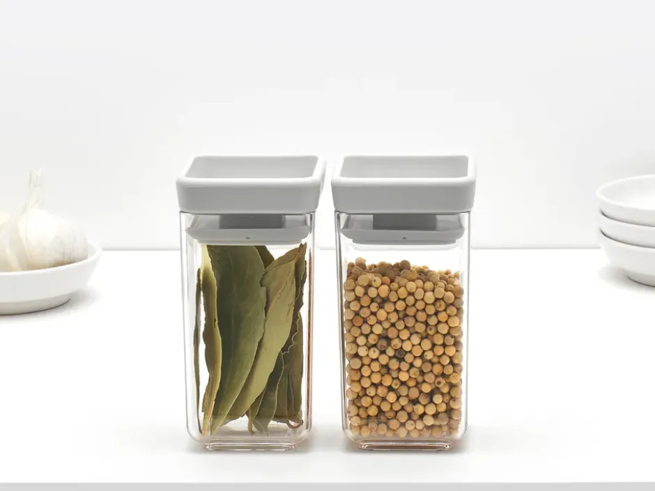 TASTY+ stapelbar burk 2-pack 0,15 L, Ljusgrå
