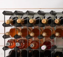 The Swedish Wine Rack Factory vinställ monterat, 9 flaskor-svart furu