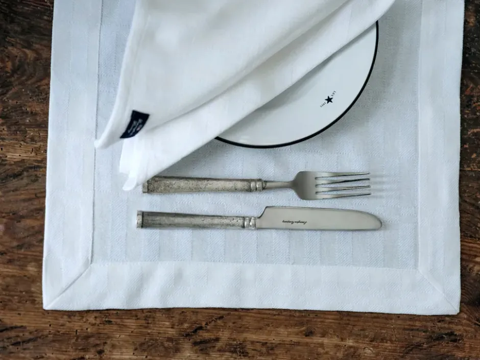 White jacquard cotton bordstablett 40x50 cm, Vit