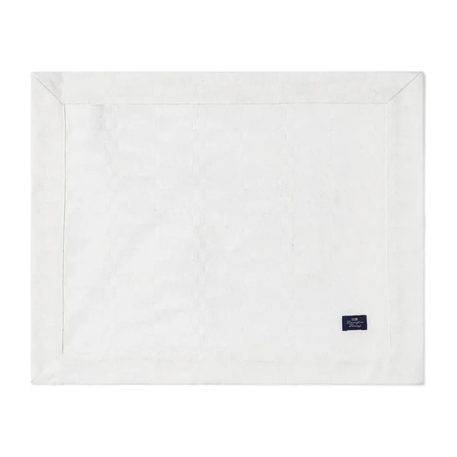 White jacquard cotton bordstablett 40x50 cm, Vit