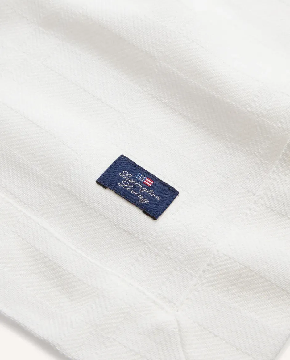 White jacquard cotton bordstablett 40x50 cm, Vit