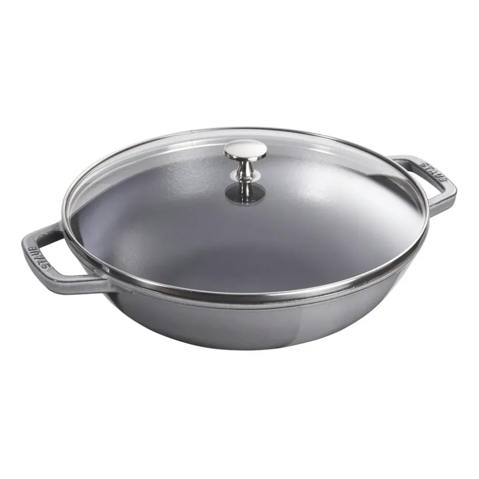 Wok med glaslock Ø37 cm 5,7 L, Grå