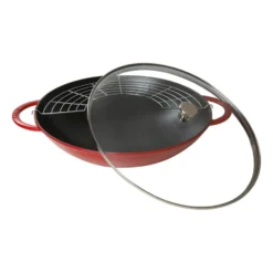 Wok med glaslock Ø37 cm 5,7 L, Röd