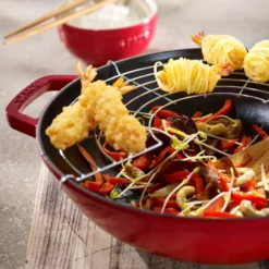 Wok med glaslock Ø37 cm 5,7 L, Röd