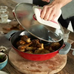 Wok med glaslock Ø30 cm 4,4 L, Röd