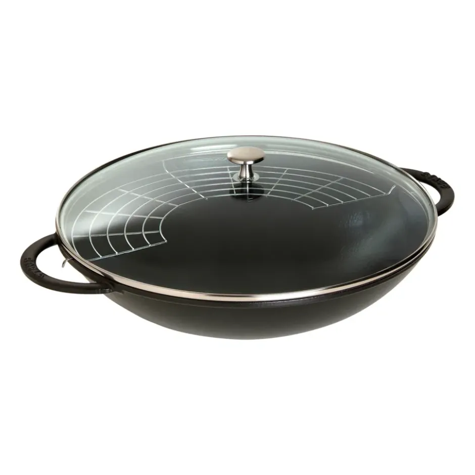 Wok med glaslock Ø37 cm 5,7 L, Svart