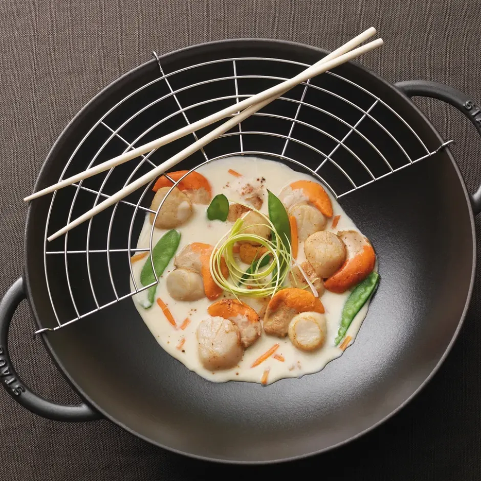 Wok med glaslock Ø37 cm 5,7 L, Svart
